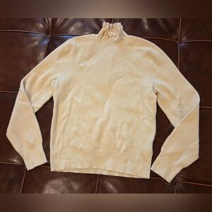 J.Crew Cream Ruffleneck Merino Wool Blend Sweater Large